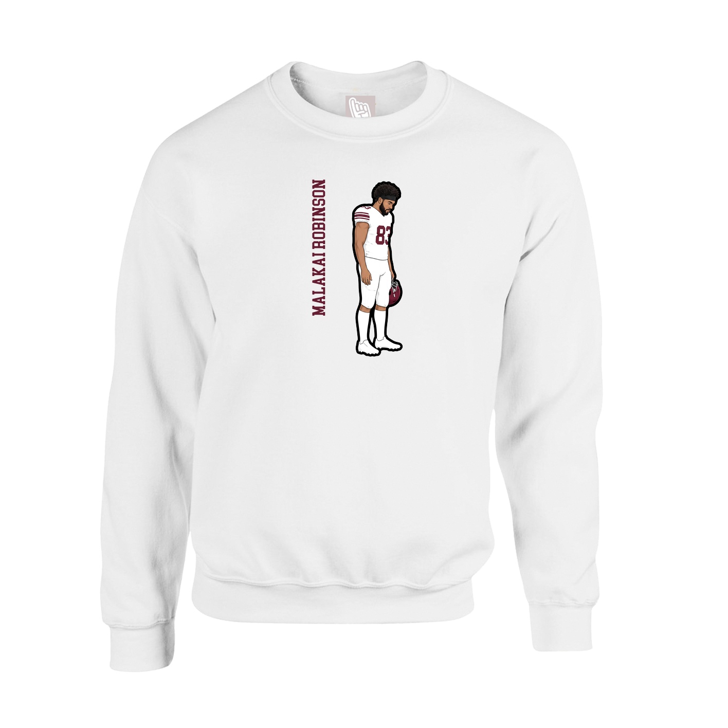 Fleece Crew — Name Vertical in White