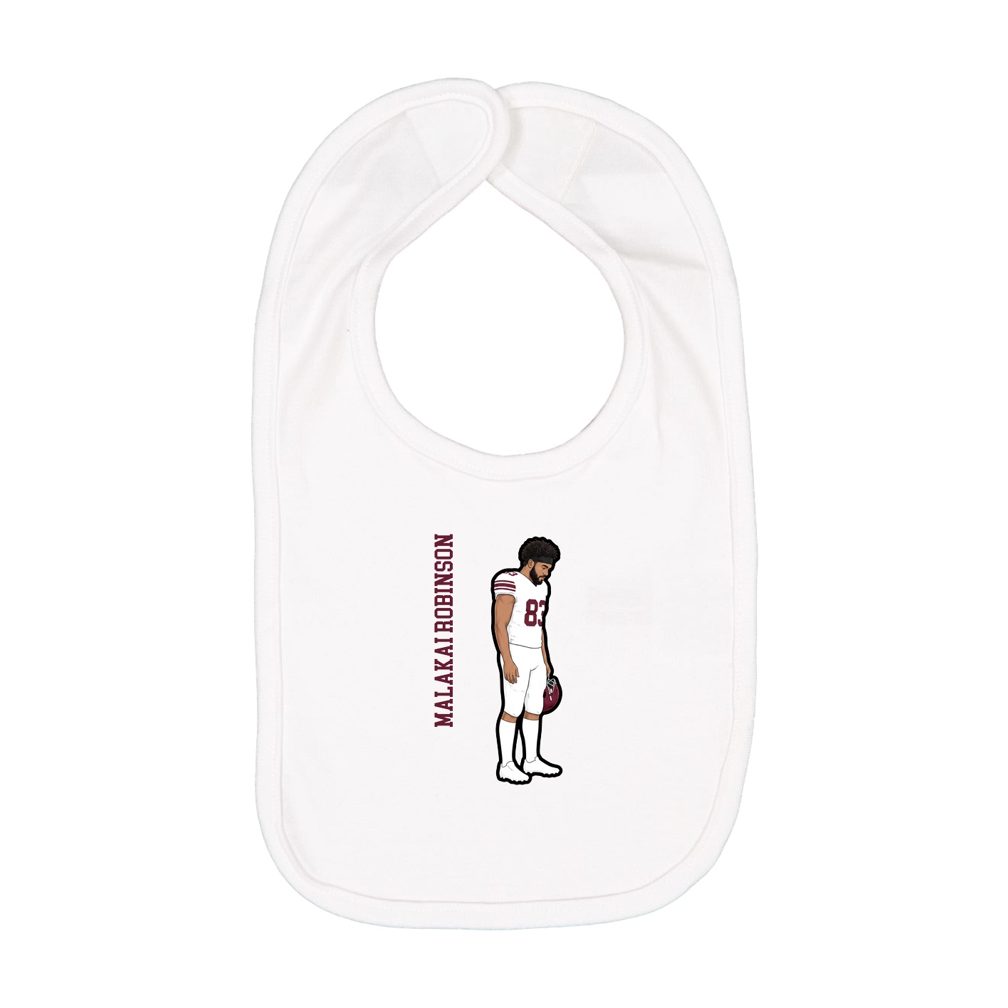 Infant Bib — Name Vertical in White