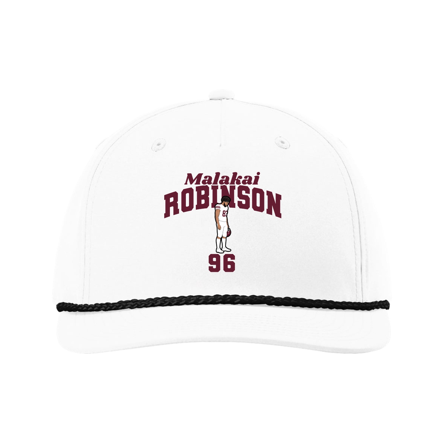 Five-Panel Classic Rope Cap — Signature Arch in White