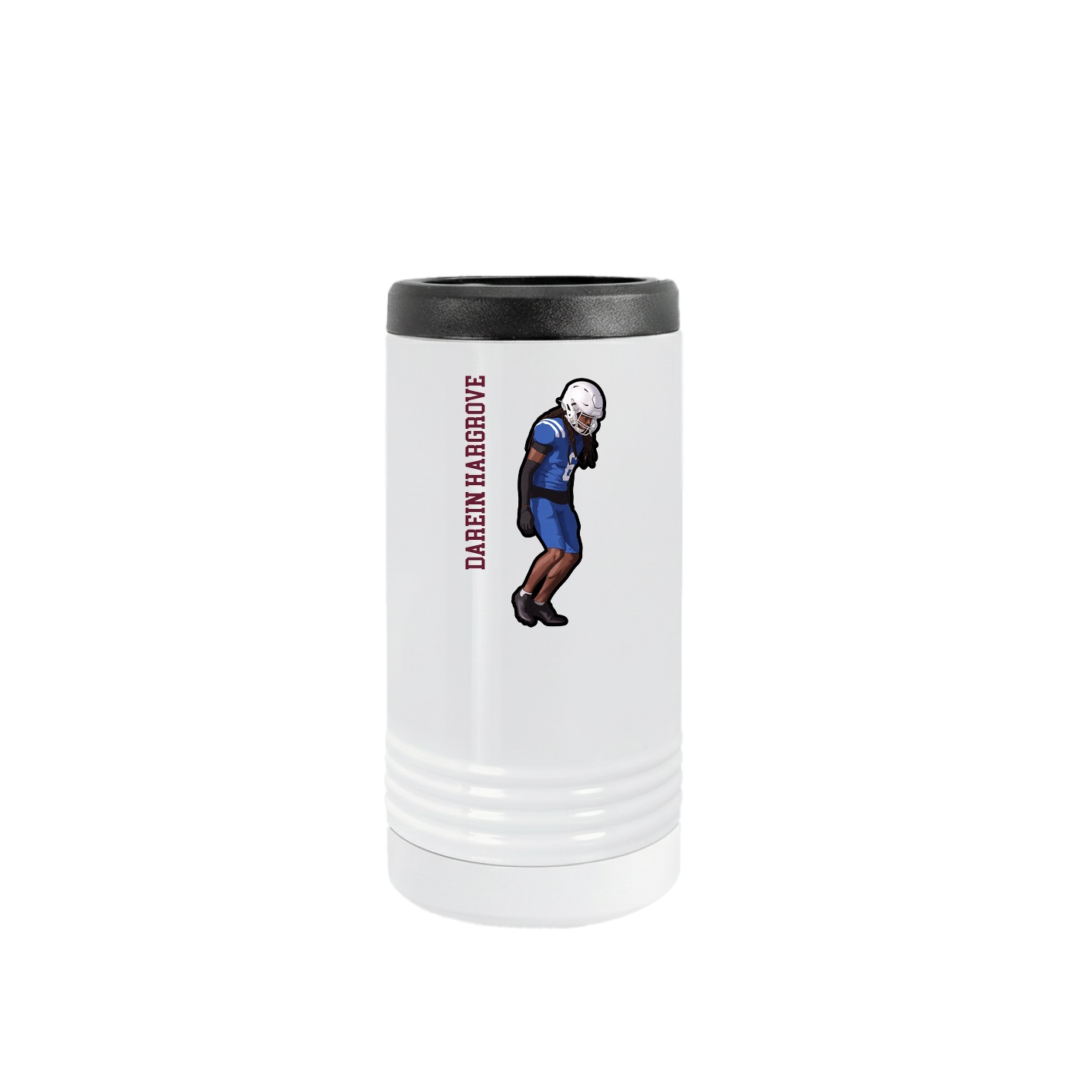 Slim Beverage Holder — Name Vertical in White