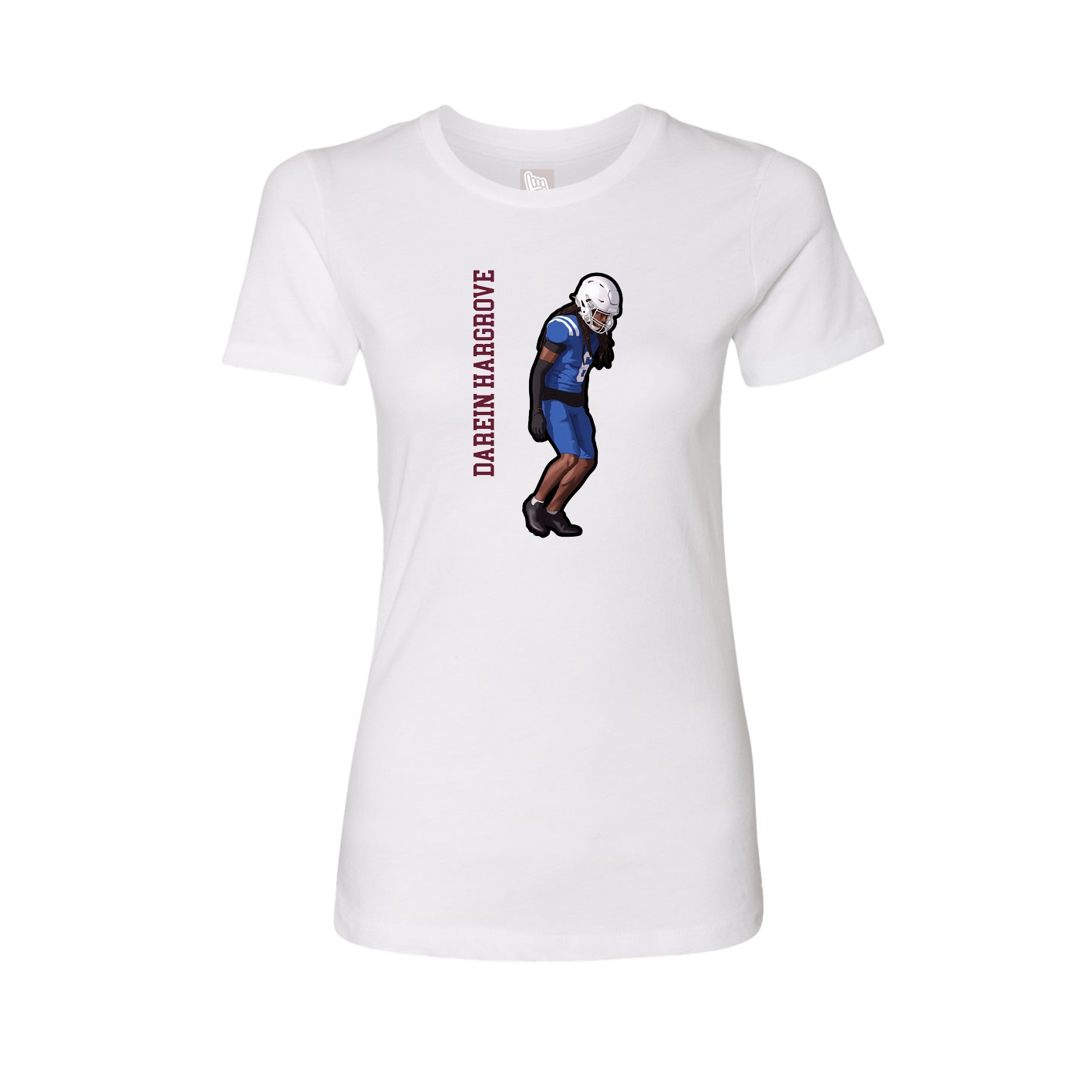 Fitted Women's Tee — Name Vertical in White