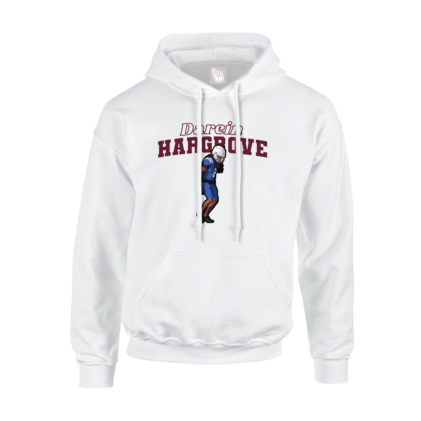 Youth Hoodie — Name Arch in White