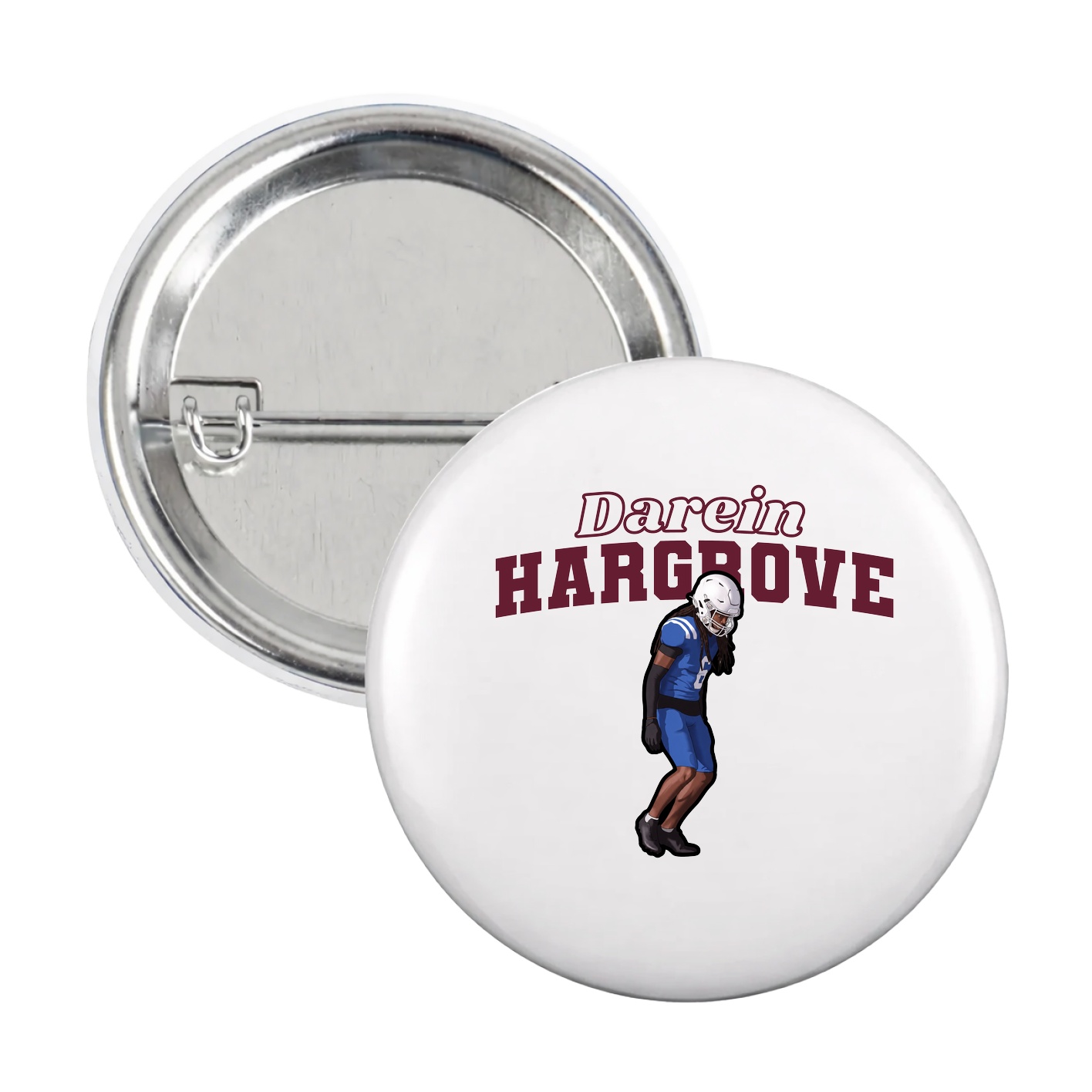Game Day Button — Name Arch in White
