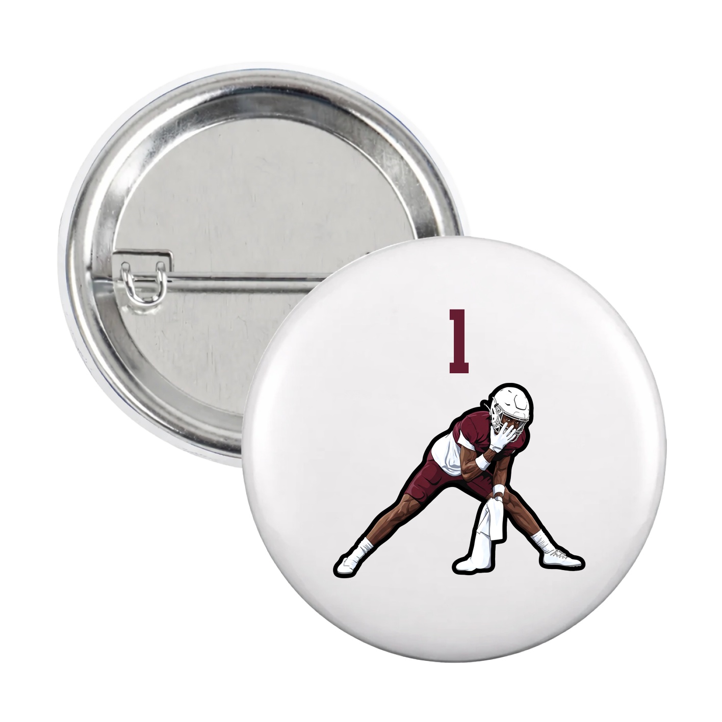 Game Day Button — Number Top in White