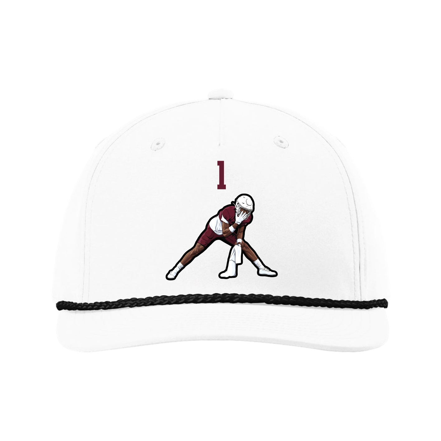 Five-Panel Classic Rope Cap — Number Top in White