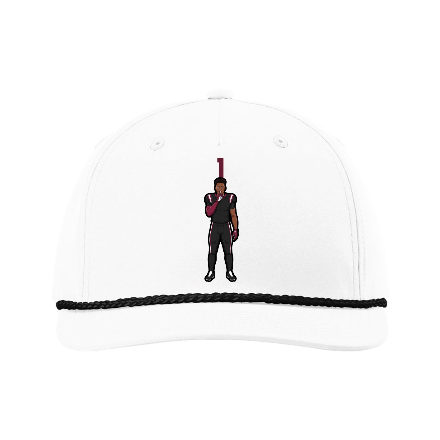Five-Panel Classic Rope Cap — Number Top in White