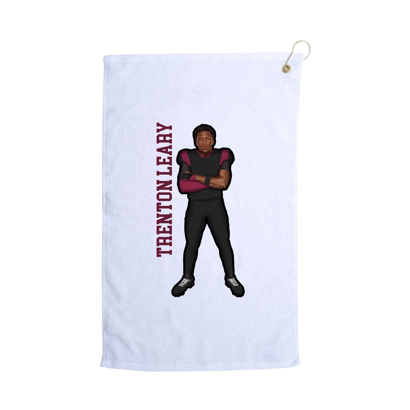 Golf Towel — Name Vertical in White