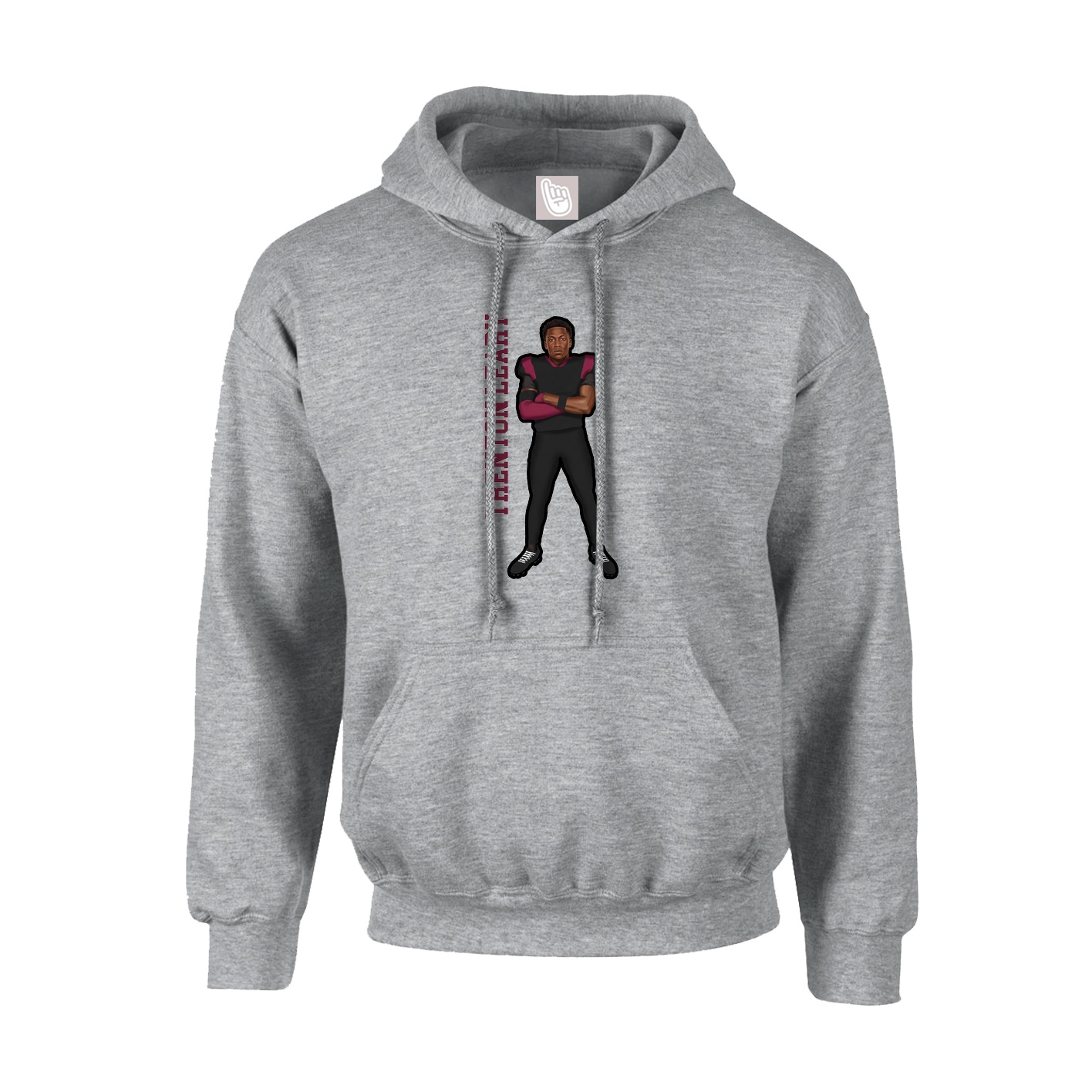 Youth Hoodie — Name Vertical in Grey