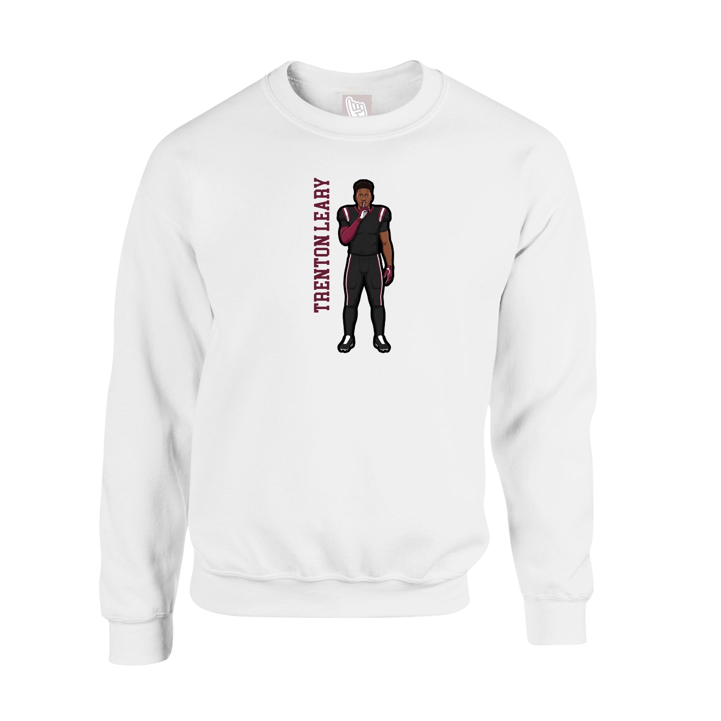 Fleece Crew — Name Vertical in White
