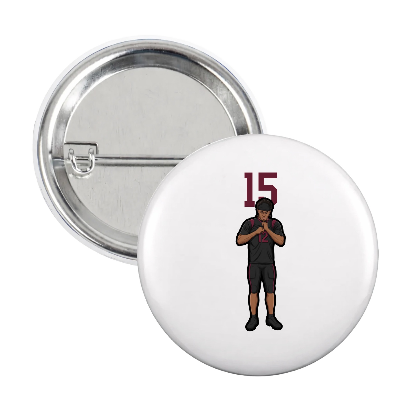 Game Day Button — Number Top in White