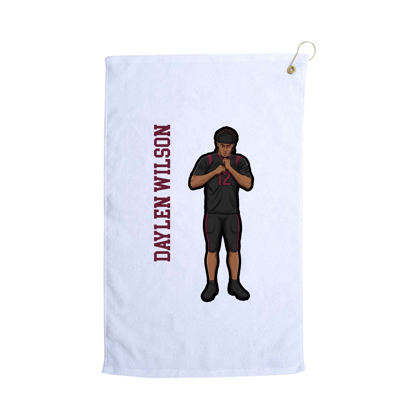 Golf Towel — Name Vertical in White