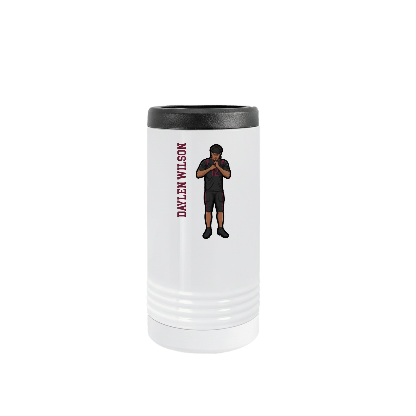 Slim Beverage Holder — Name Vertical in White