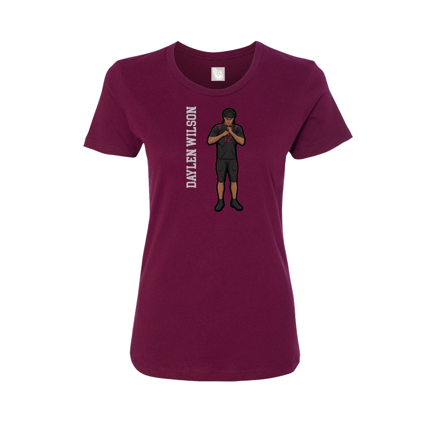 Womens Tee — Name Vertical in Maroon