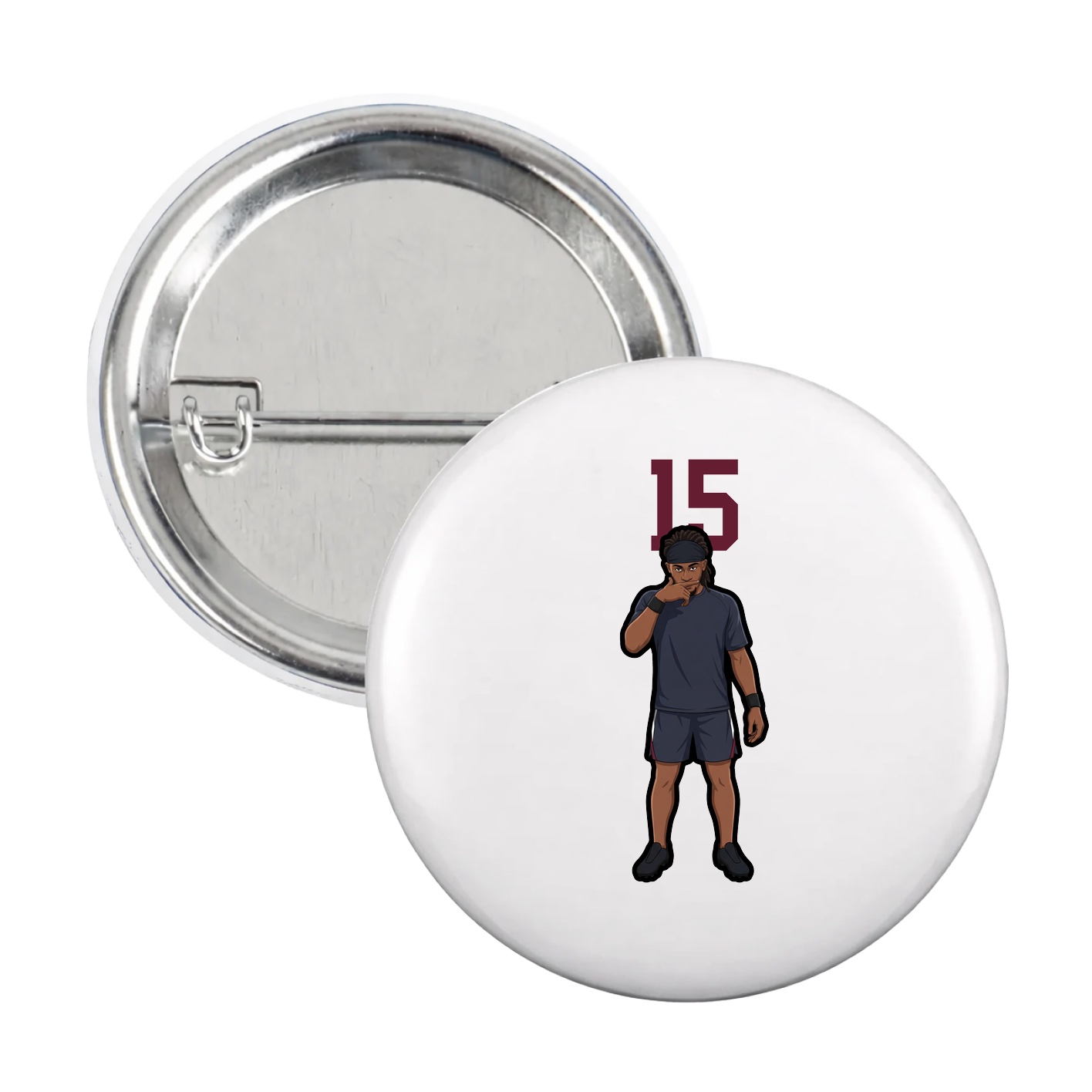 Game Day Button — Number Top in White