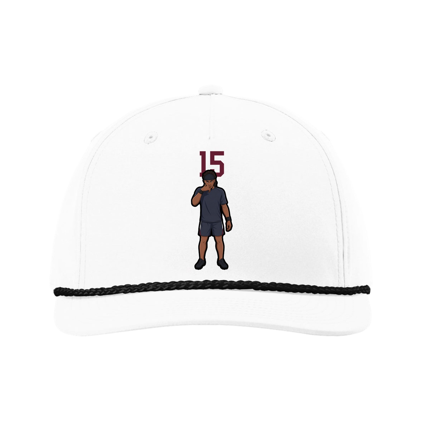 Five-Panel Classic Rope Cap — Number Top in White