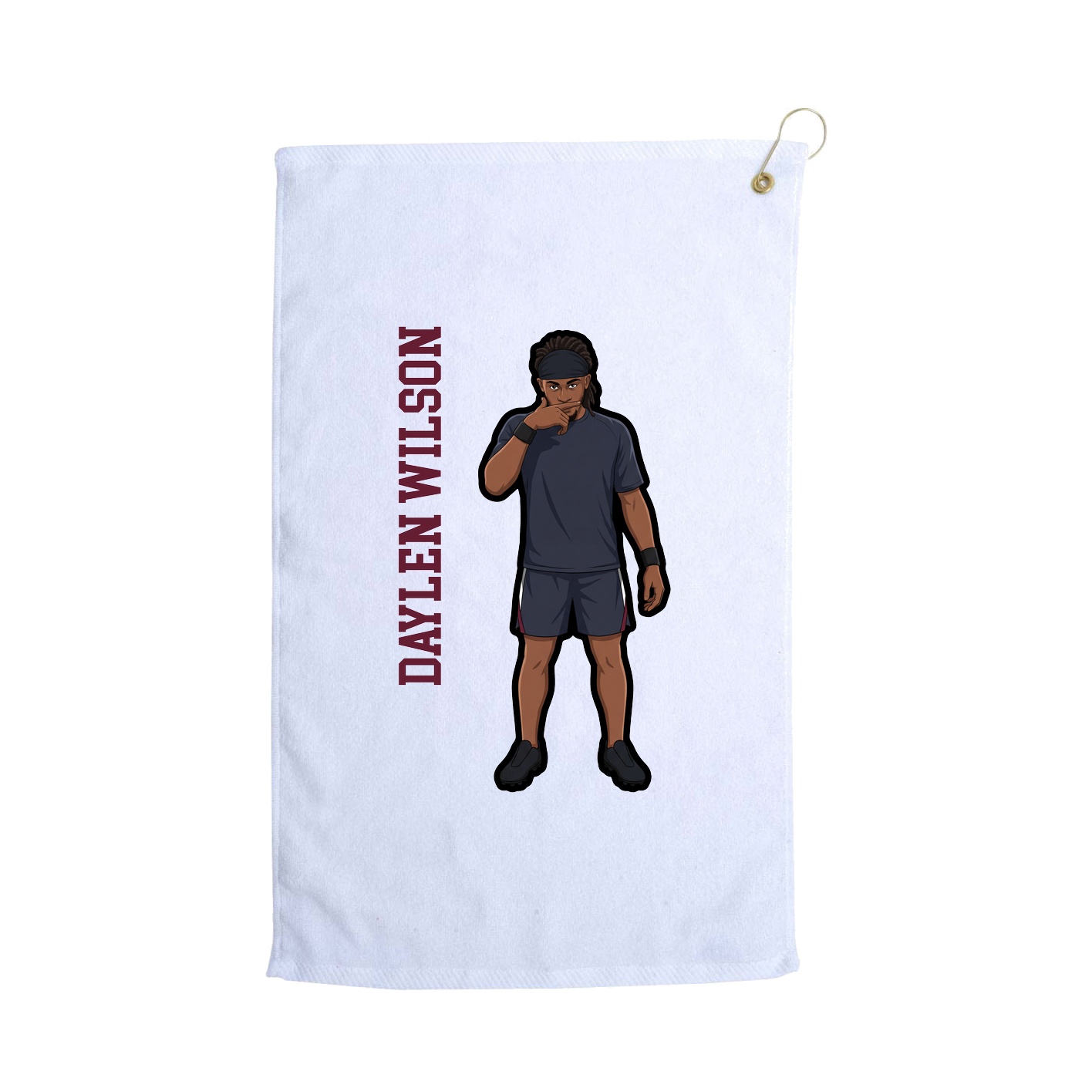 Golf Towel — Name Vertical in White