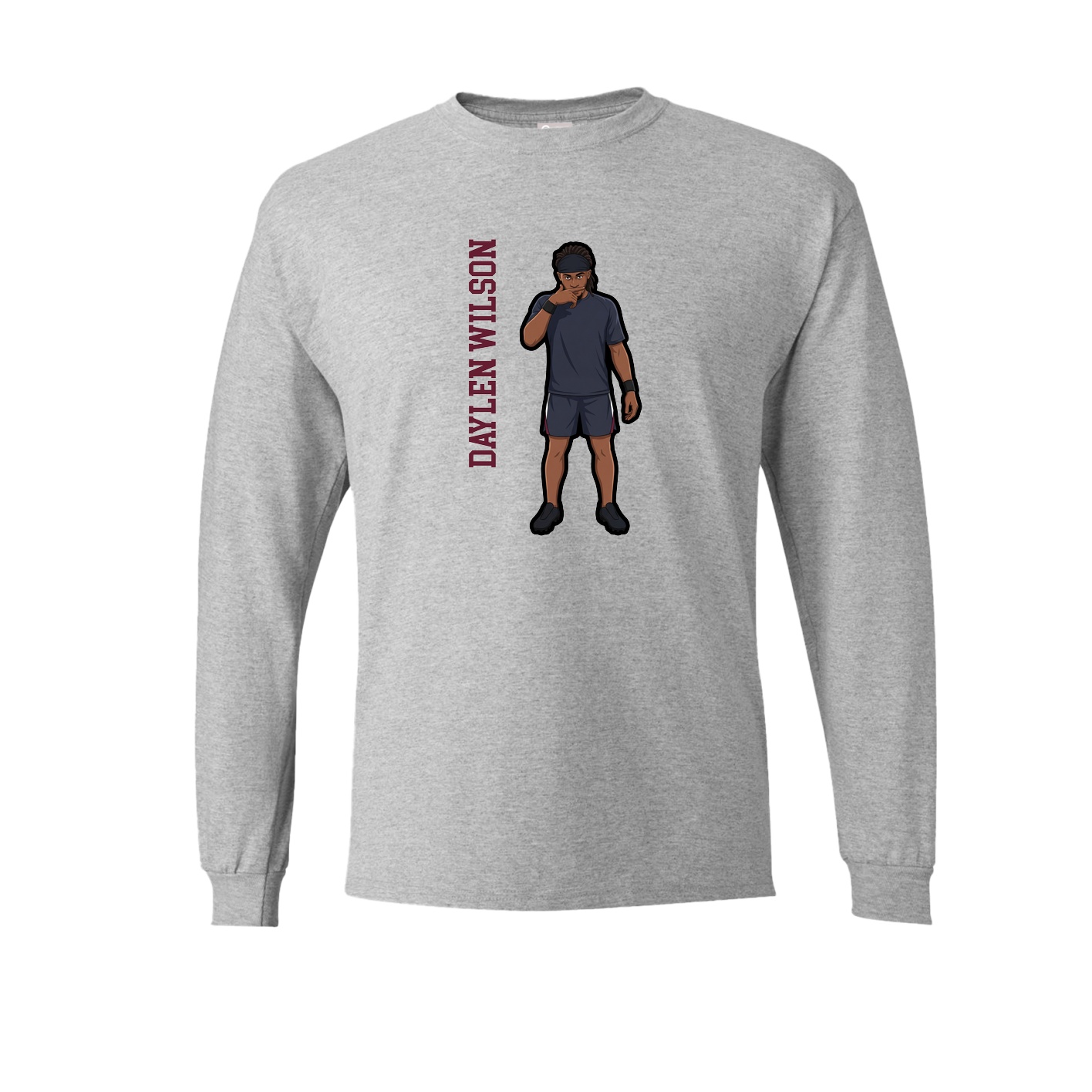 Long Sleeve Tee — Name Vertical in Grey