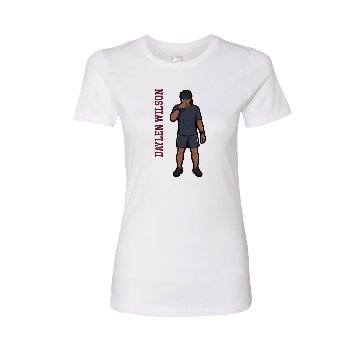 Womens Tee — Name Vertical in White