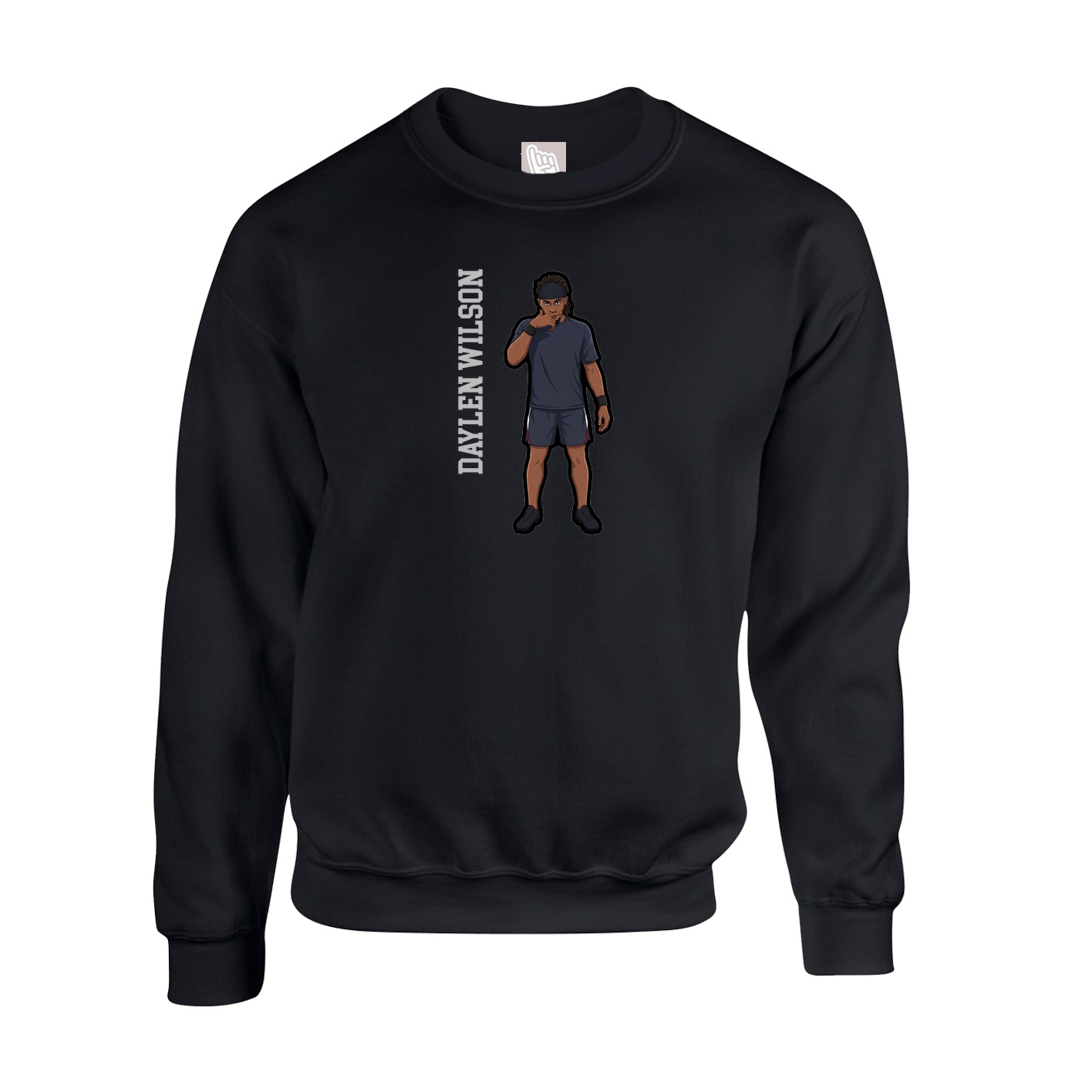 Fleece Crew — Name Vertical in Black