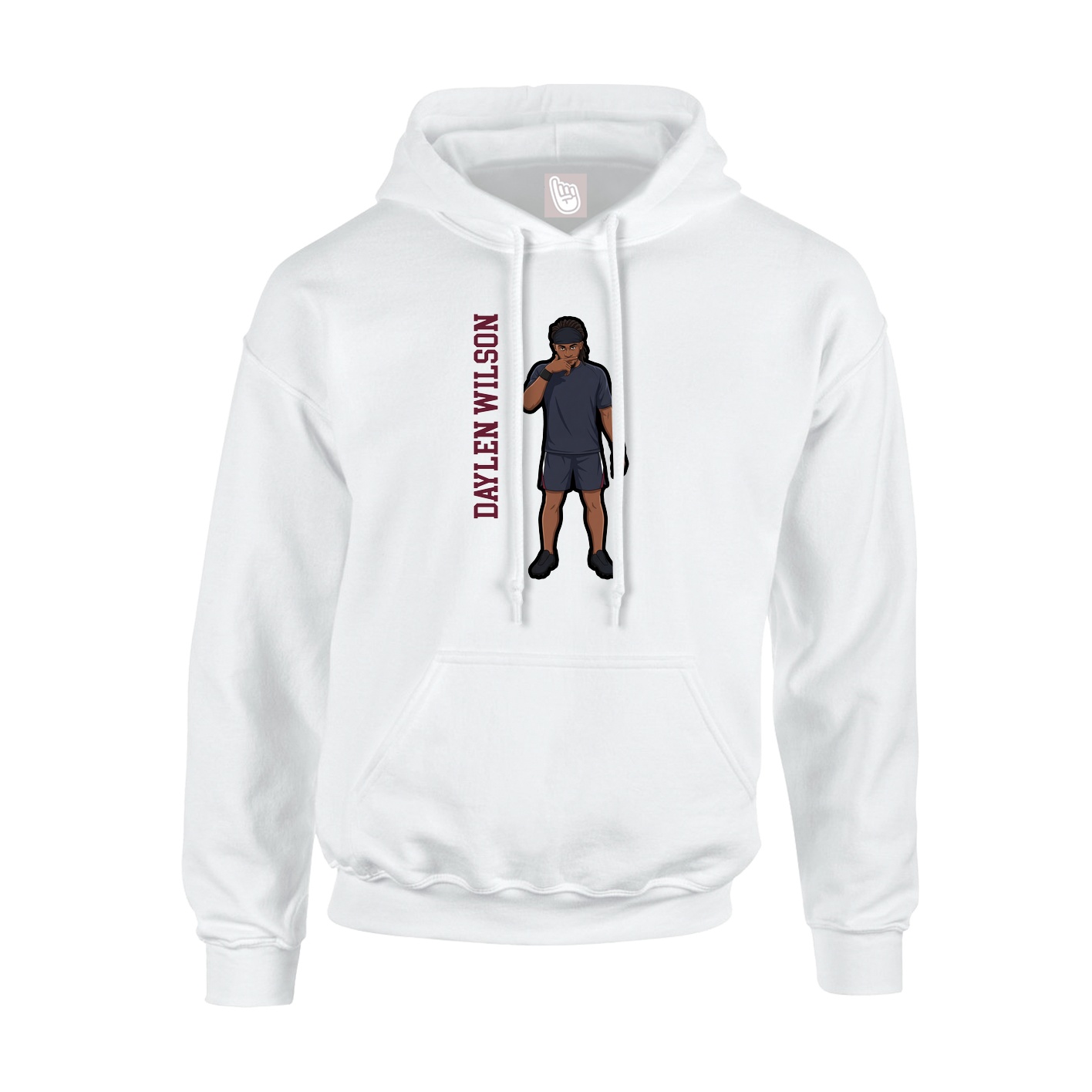Youth Hoodie — Name Vertical in White