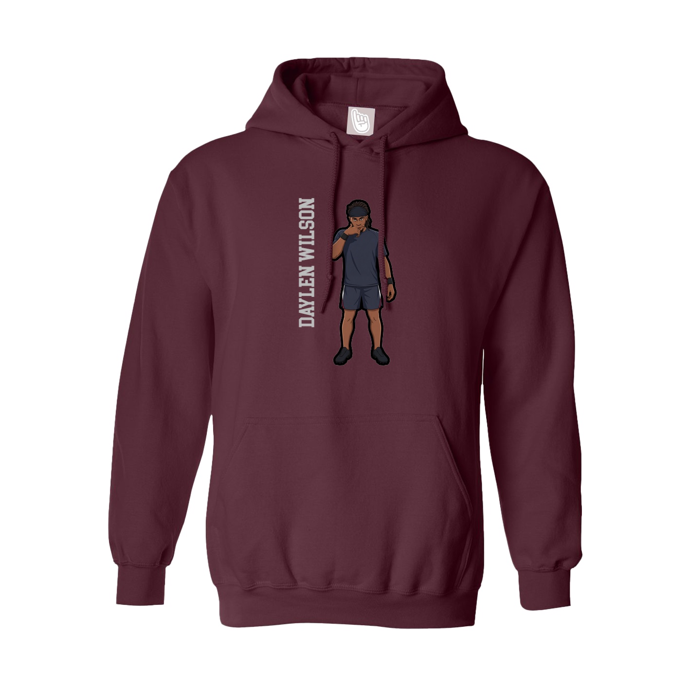 Youth Hoodie — Name Vertical in Maroon