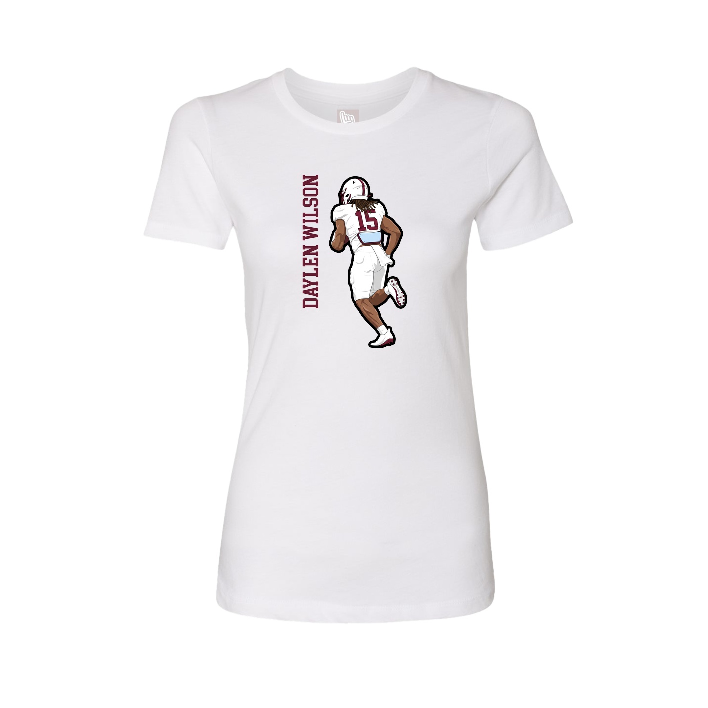 Womens Tee — Name Vertical in White