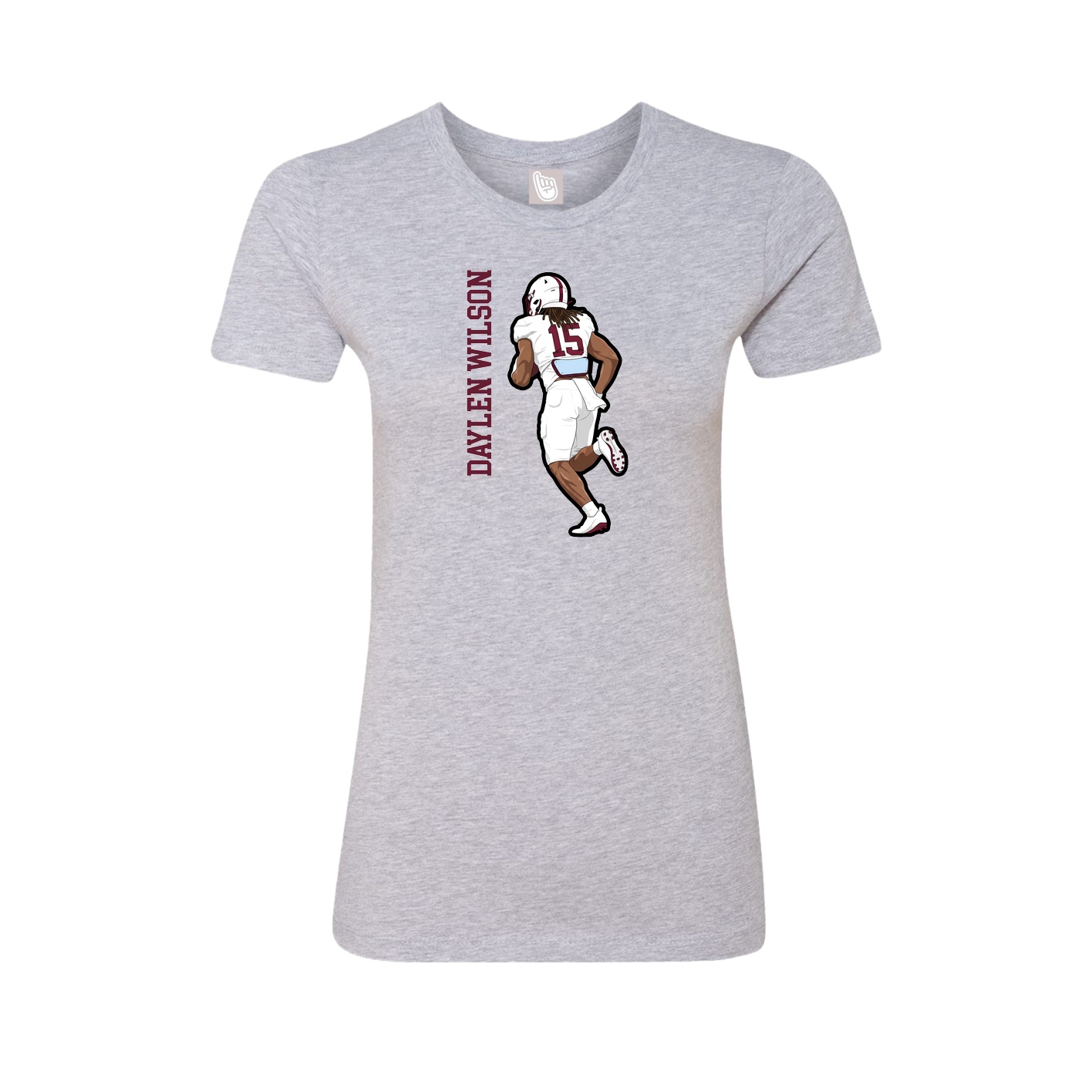 Fitted Women's Tee — Name Vertical in Grey