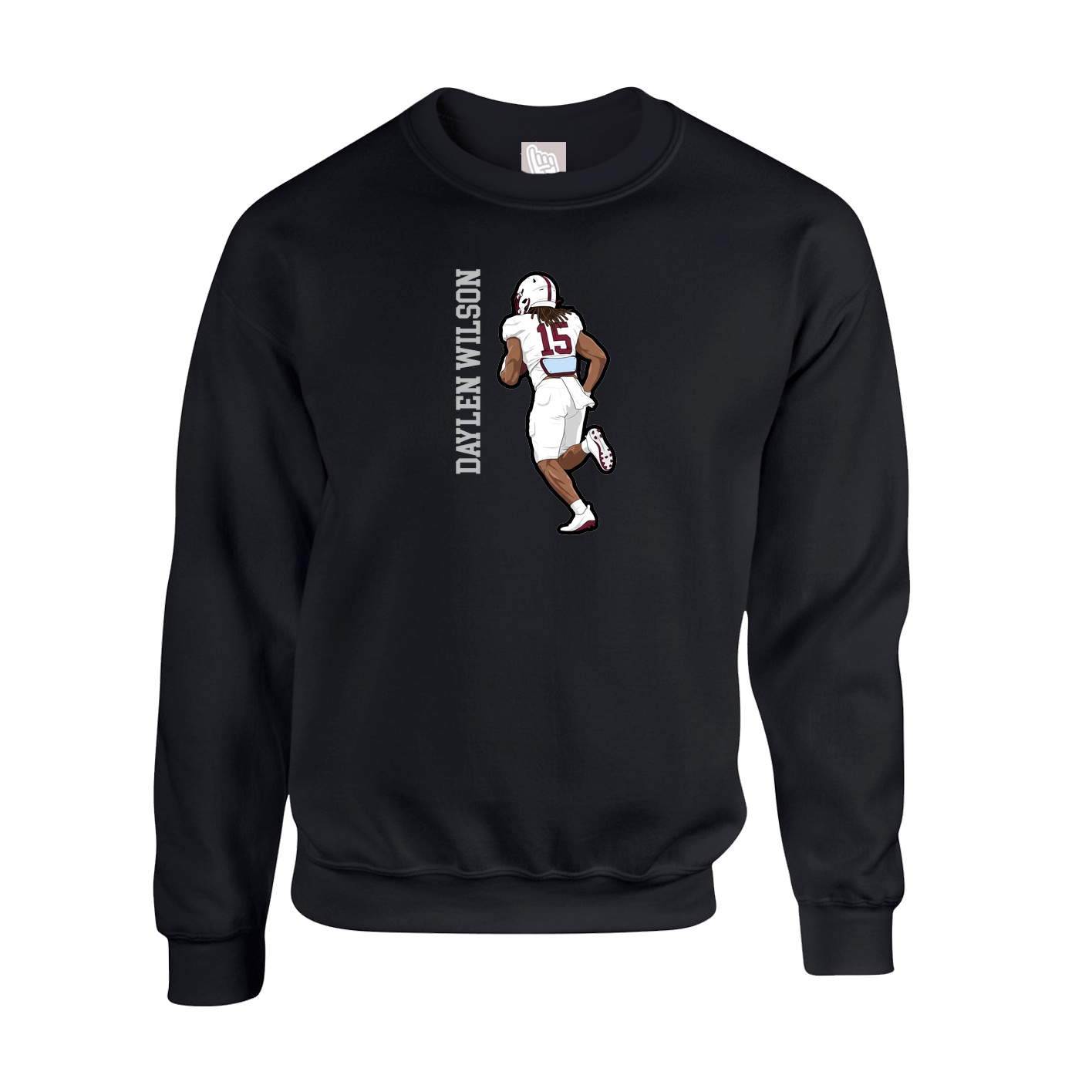 Fleece Crew — Name Vertical in Black