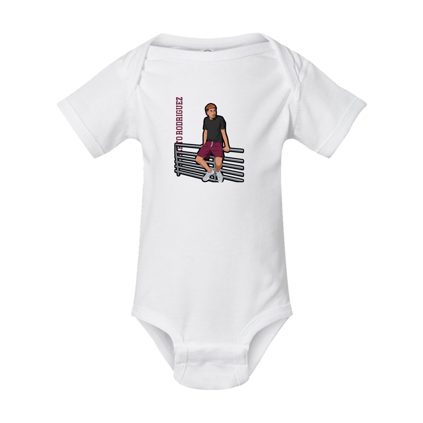 Baby Onesie — Name Vertical in White