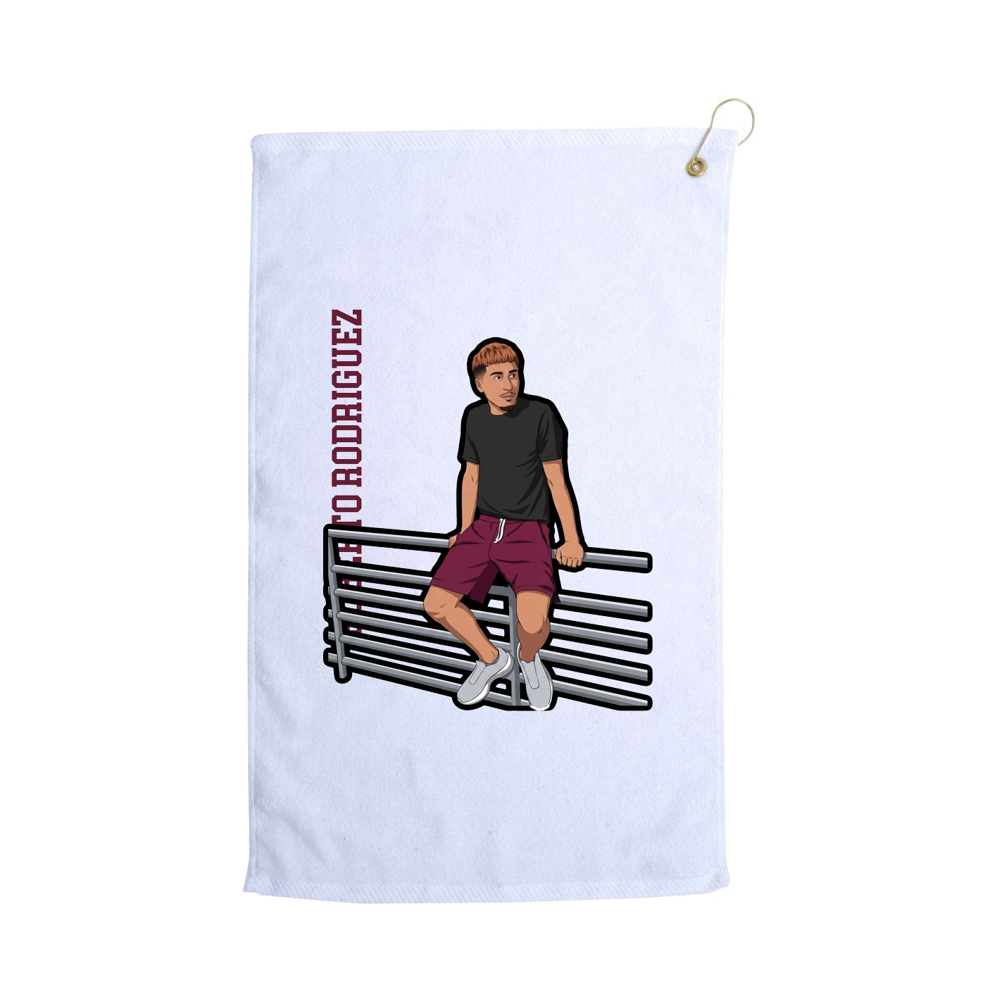 Golf Towel — Name Vertical in White