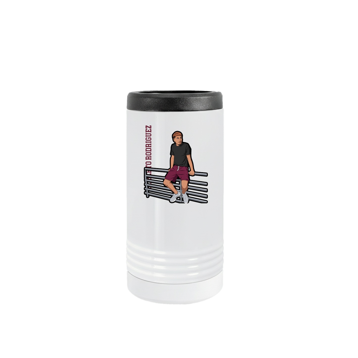 Slim Beverage Holder — Name Vertical in White