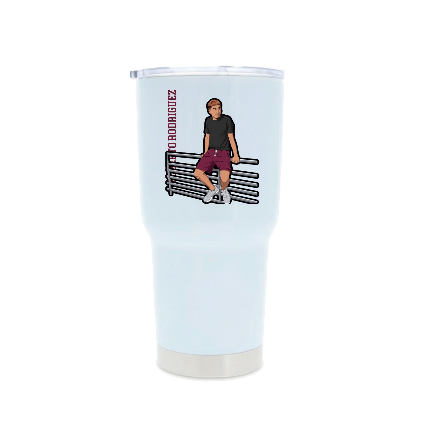 30oz Stainless Steel Tumbler — Name Vertical in White
