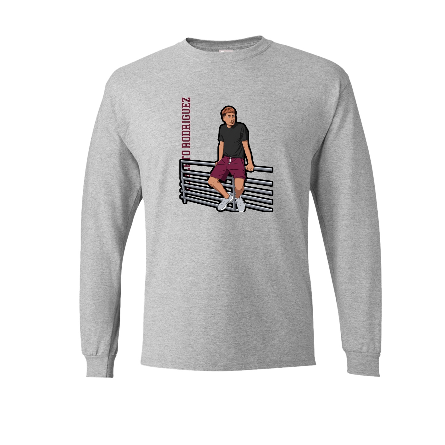 Long Sleeve Tee — Name Vertical in Grey