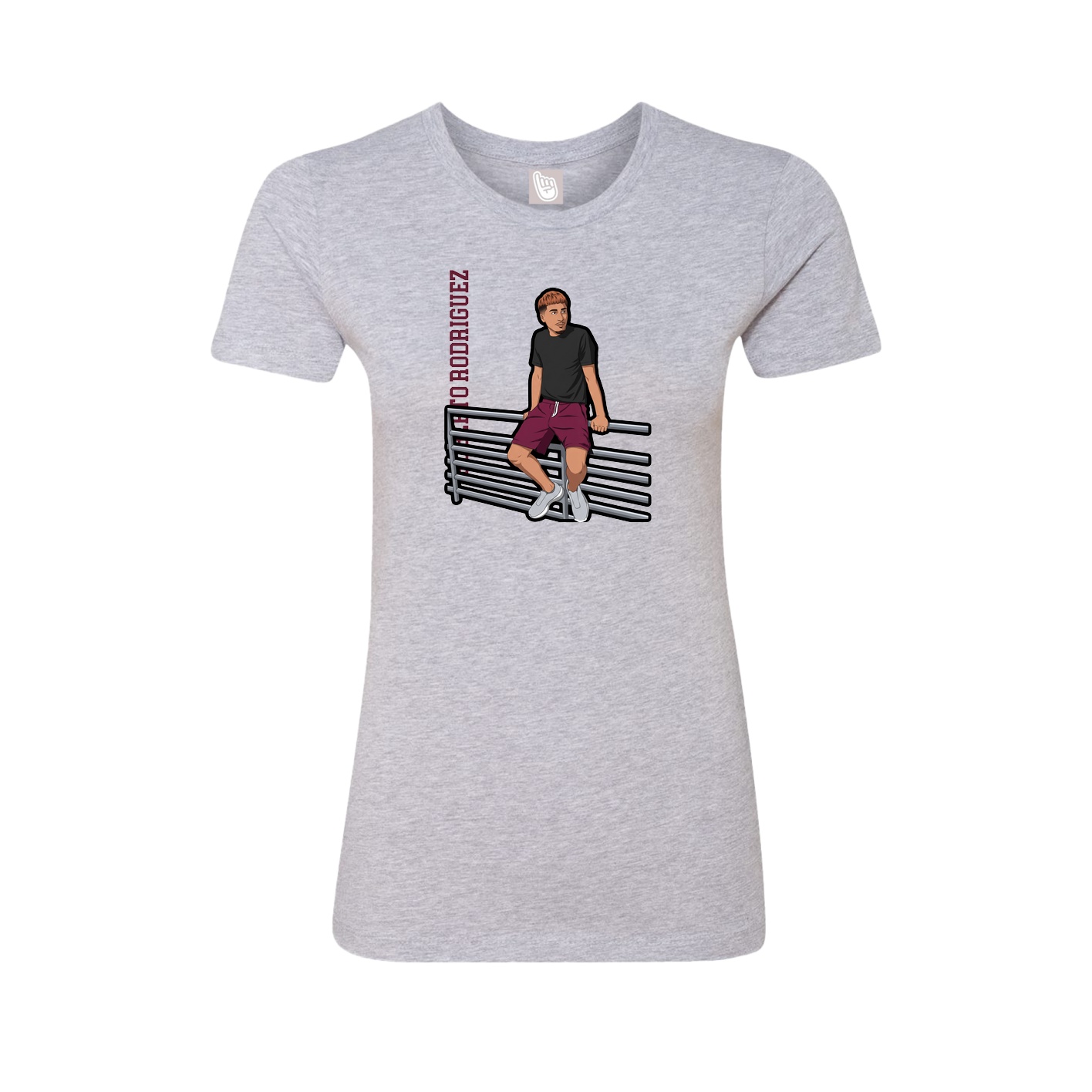 Womens Tee — Name Vertical in Grey