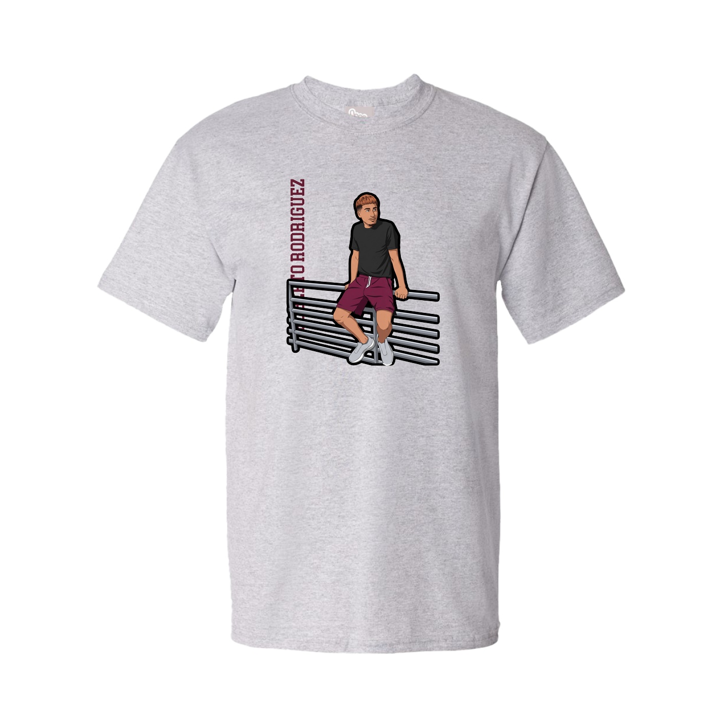Youth Tee — Name Vertical in Grey
