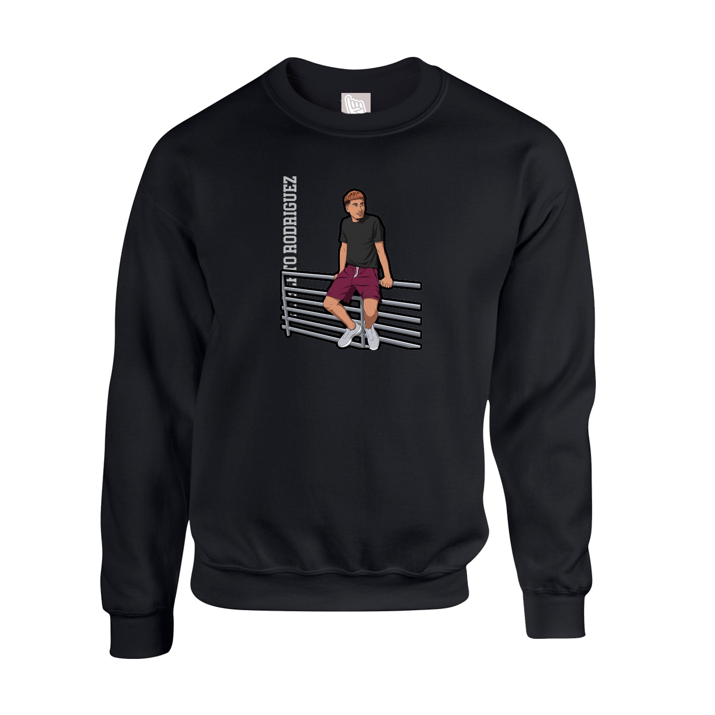 Fleece Crew — Name Vertical in Black