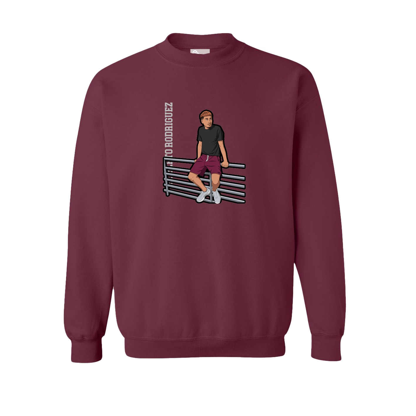 Fleece Crew — Name Vertical in Maroon