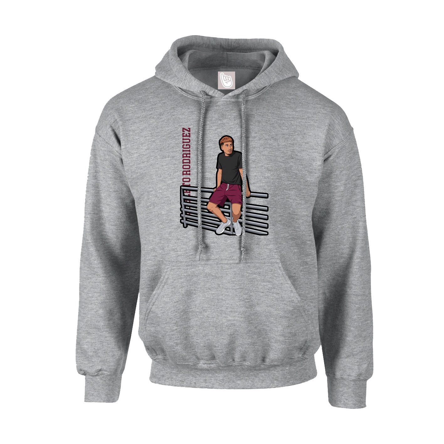 Youth Hoodie — Name Vertical in Grey