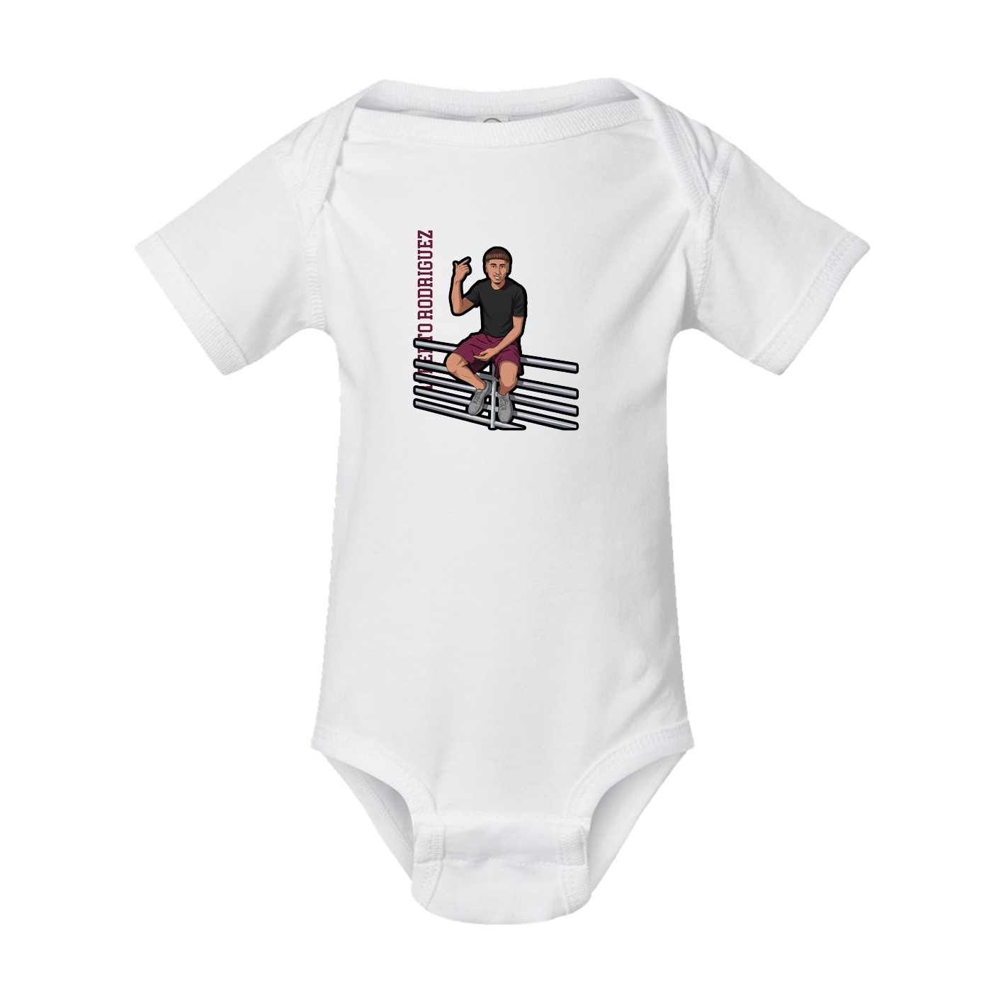 Baby Onesie — Name Vertical in White