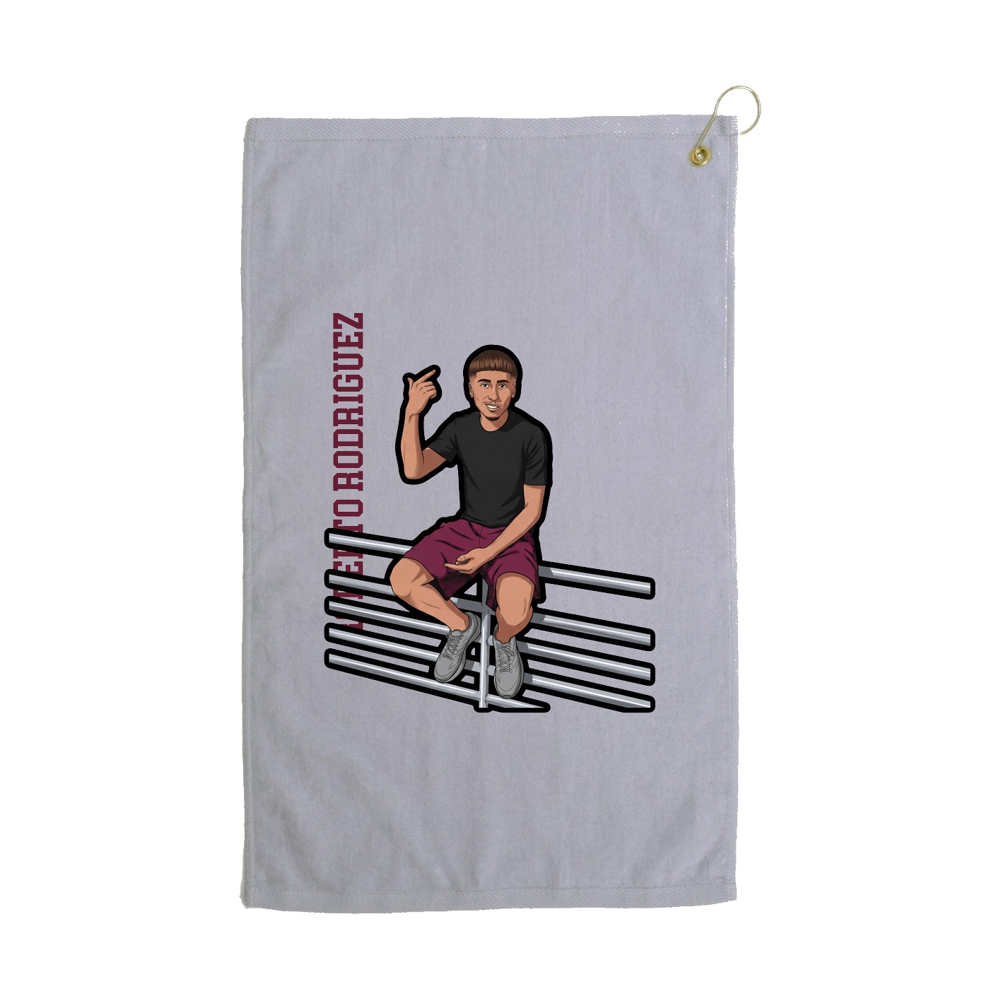 Golf Towel — Name Vertical in Grey