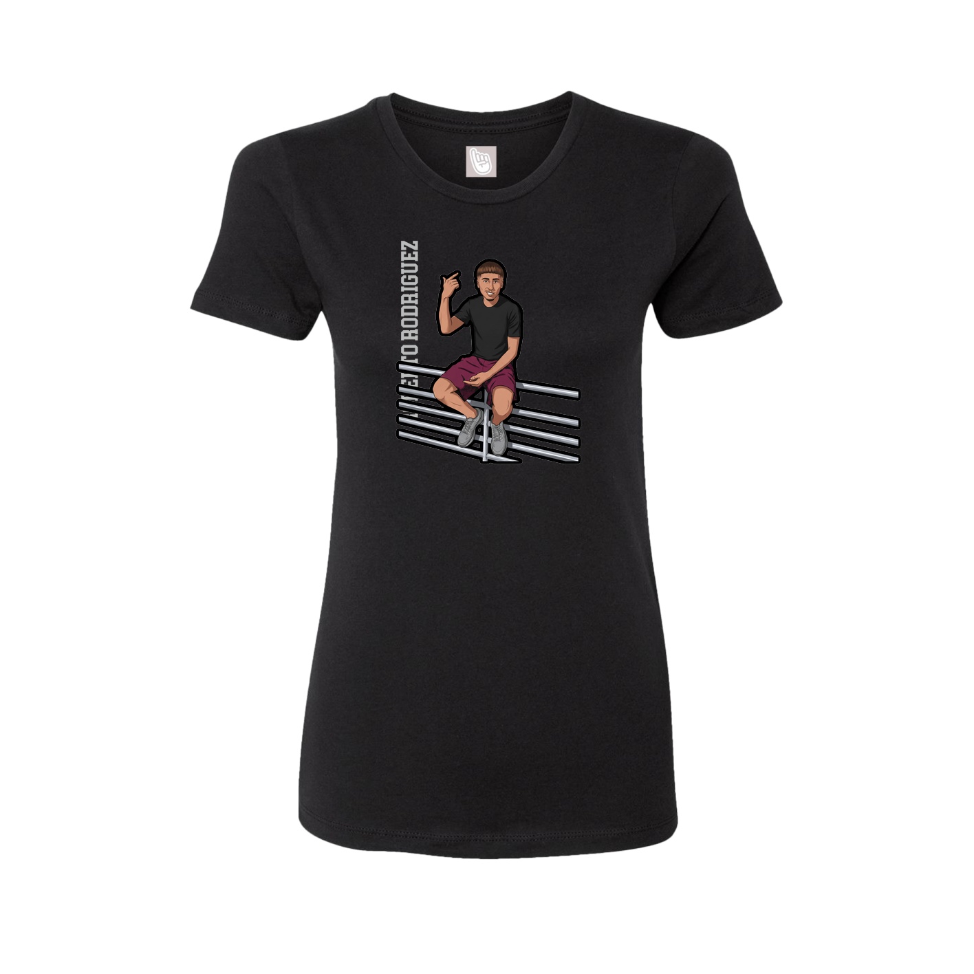Fitted Women's Tee — Name Vertical in Black