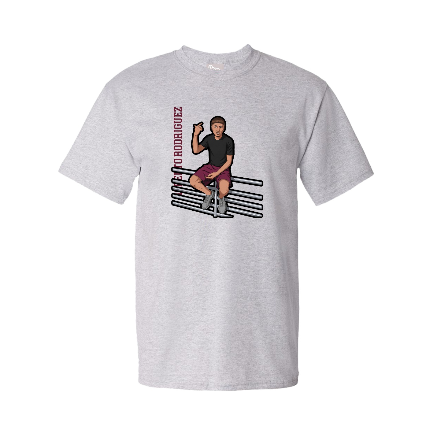 Youth Tee — Name Vertical in Grey