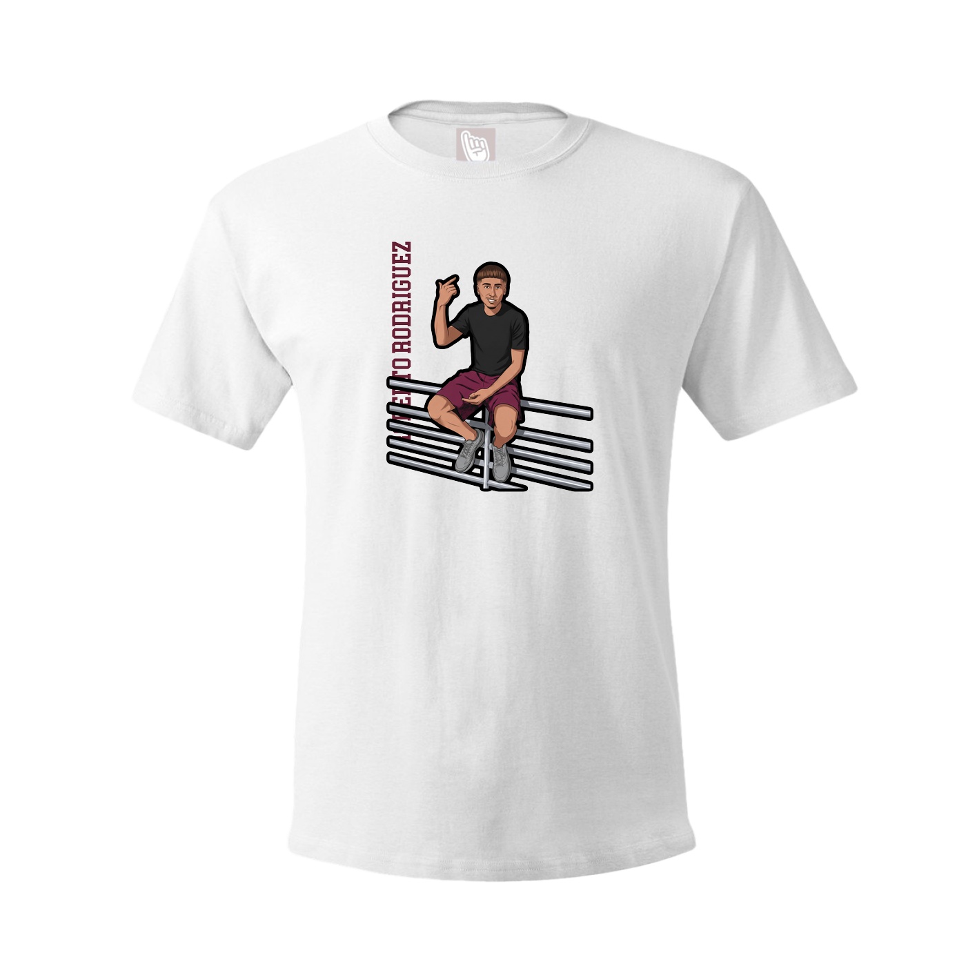 Youth Tee — Name Vertical in White