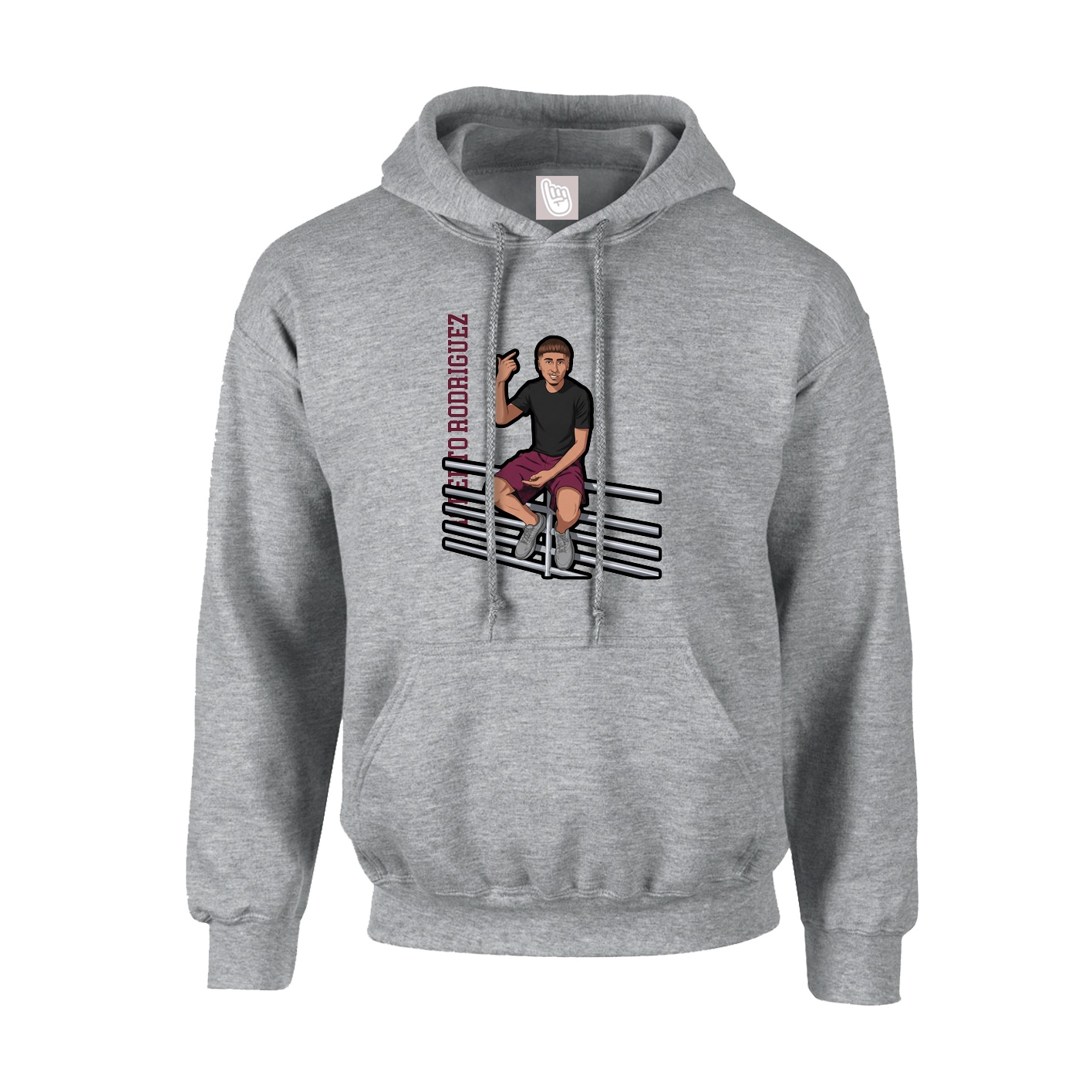 Hoodie — Name Vertical in Grey