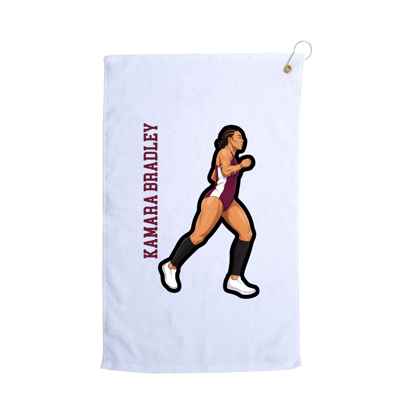 Golf Towel — Name Vertical in White