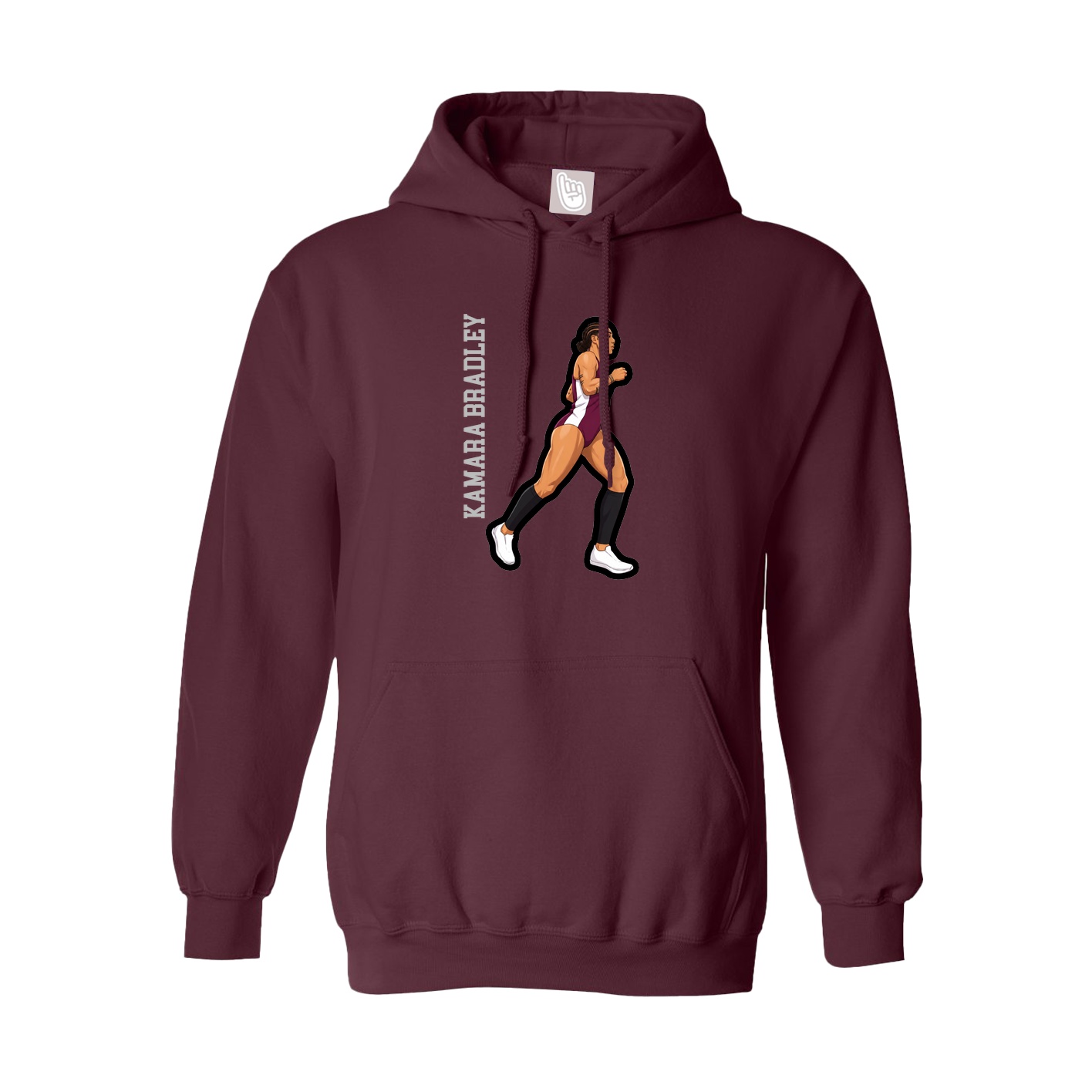 Youth Hoodie — Name Vertical in Maroon