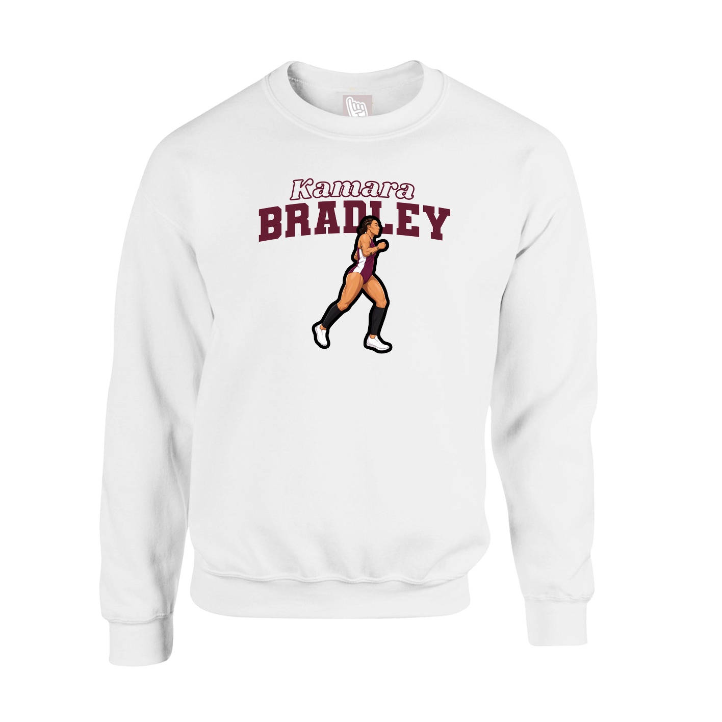 Fleece Crew — Name Arch in White