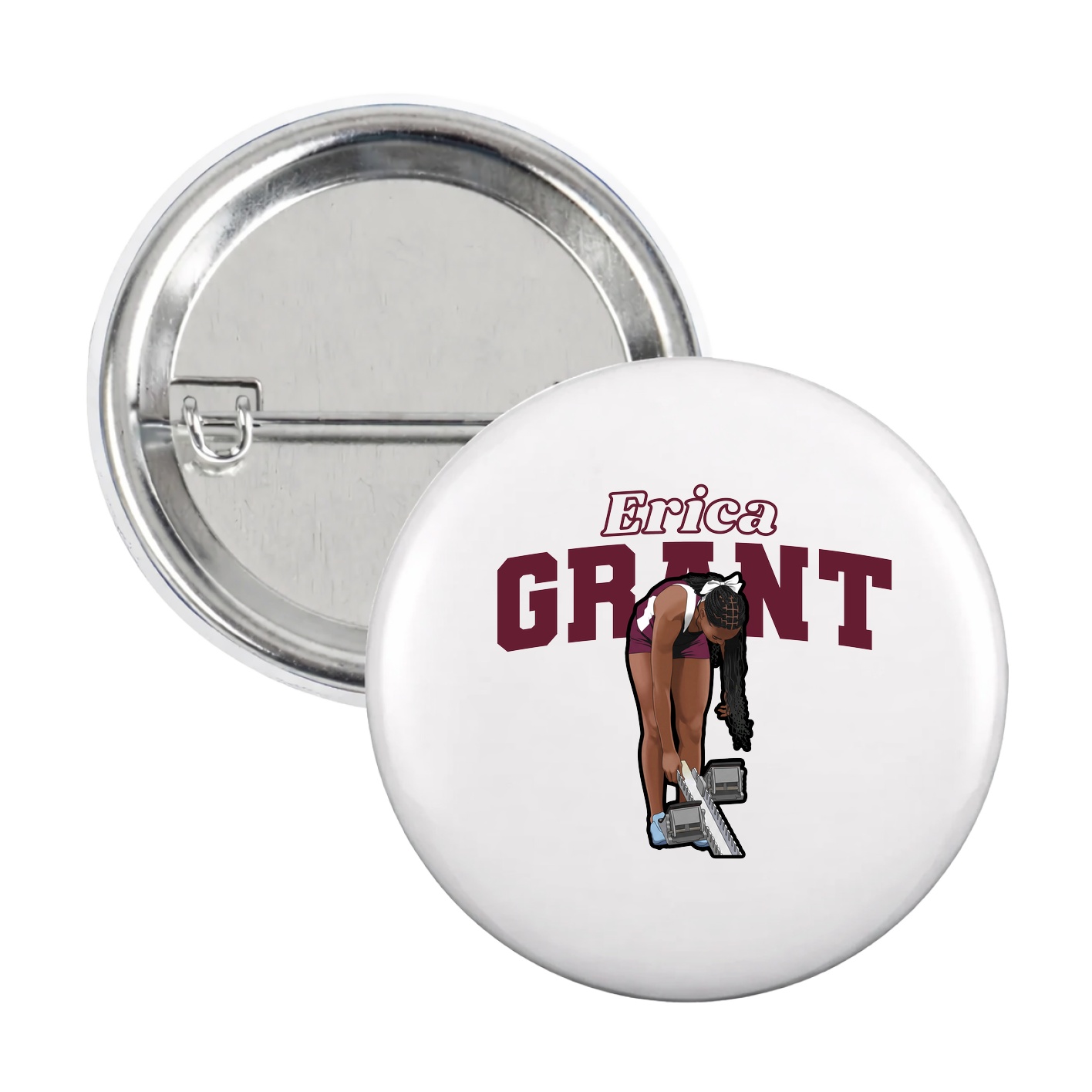 Game Day Button — Name Arch in White