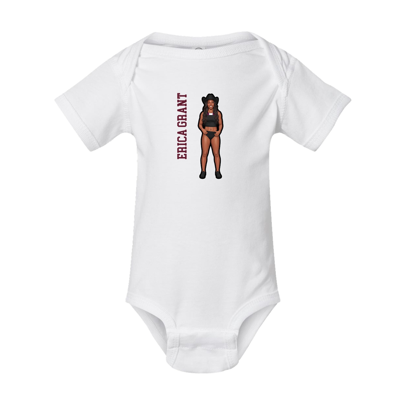 Baby Onesie — Name Vertical in White