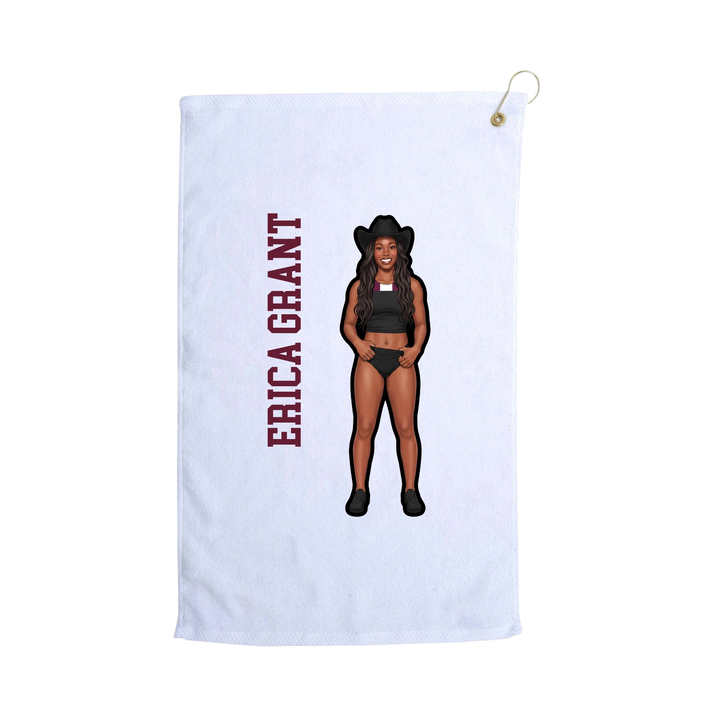Golf Towel — Name Vertical in White